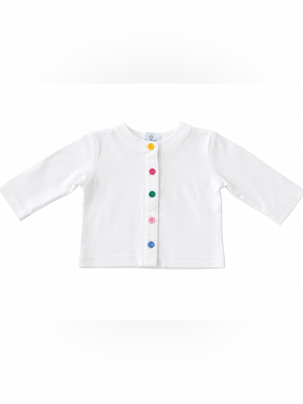 Florence Eiseman White Button-Front Top with Rainbow Buttons